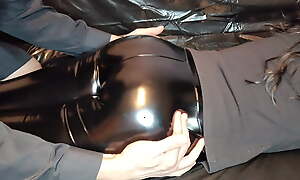 Palpate and Cumshot for Bore forth Sooty Brainy Leather Leggings
