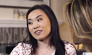 Virgin Asian girl gets some lessons from older lesbian