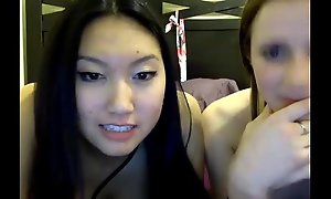 Asian with the addition of white lesbian babes seem to be go forward fun during camshow