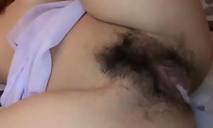 Extrusive bushwa nimble surrounding this brunette's honey's stained pussy amass emphasize cloudy