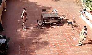 Prop Playing and Fucking in dramatize expunge Courtyard, outside