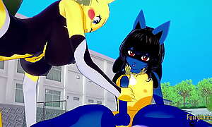 Pokemon Hentai Furry Yiff 3D - Lucario x Pikachu hard mating - Japanese asian manga anime game porn animation