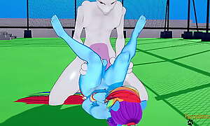 Pokemon My Little Pony Yaoi Furry Yiff 3D - Rainbow Zest x Mewtwo blowjob and fucked with creampie nigh his aggravation - Japanese manga anime gay hentai