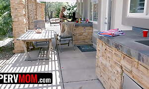 Pervmom - Naughty Blonde Milf Flashes Her Jugs To Lucky Dude And Sucks His Cock Outdoors