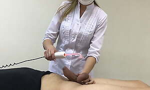 Medical good-luck piece electro CBT together with handjob