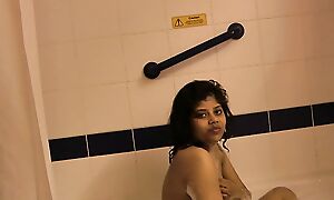 Matured Indian Mom In Bathroom Handsome Shower Fingering Pussy Pressing Broad in the beam Boobs.