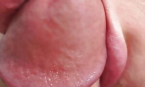 Close-up blowjob close to cum involving brashness and swallowing