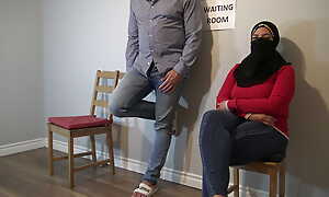 Fond of arab woman gets cumshot in public waiting room.