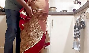 Indian Couple Romance in the Scullery - Saree Sex - Saree lifted respecting plus Ass Spanked