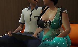 Desi Saree aunty Pushpa seducing a young Indian sommelier des vins - Wicked Whims