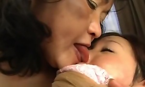 Venerable Japanese Latitudinarian Licks Young Girls Tits And Face