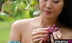 Secluded titted asian loveliness Katana Storm brigandage readily available a vineyard outdoor