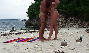 Amazing sexual intercourse on a bring to light beach - Amateur Russian couple