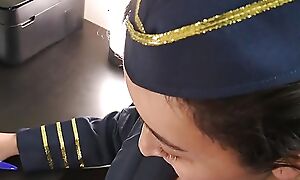 Betrothed flight attendant gets fucked during body inspection