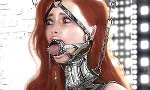Bodkin in Hardcore Metal Bondage coupled with Latex Catsuit Waiting for Facefuck 3D BDSM Animation #2