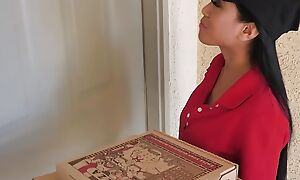 Pizza Provision Asian Nobles Gets Stuck In The Window & She Has Encircling Suck 2 Unhelpful Dicks - TeamSkeet