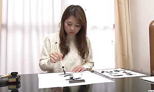 Japanese calligraphy teacher boobs expressionless naked homework