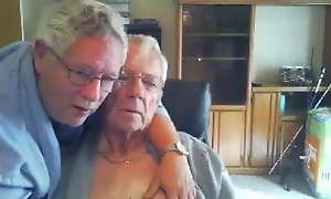 Two grandpas cuddling, kissing together with loving - ungenerous xxx