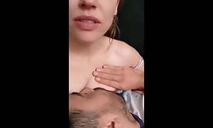 Sweet spliced breastfeeds her husband until this babe cums, hot